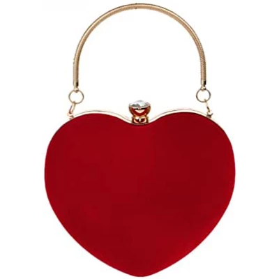 Goclothod Heart Shape Clutch Purse Chain Messenger Shoulder Bag Party Evening Handbag Red: Handbags: Amazon.com