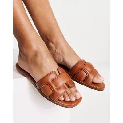 ALDO Elanaa padded flat sandals in tan leather