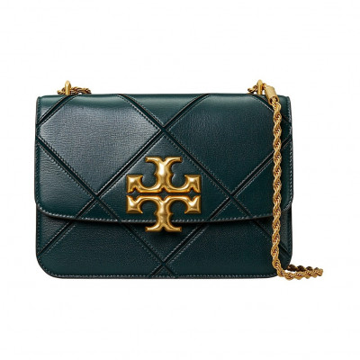 Tory Burch Womens Eleanor Quilted Leather Shoulder Bag - Submarine