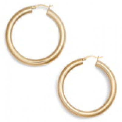 Womens Argento Vivo Medium Hollow Hoop Earrings