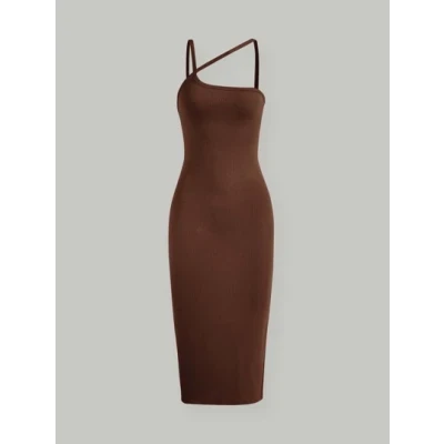 SHEIN MOD Split Hem Rib-knit Bodycon Dress