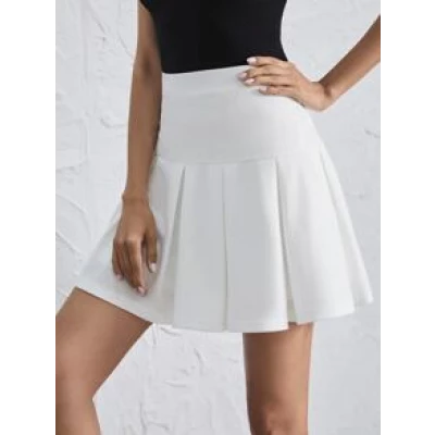 Solid Pleated Skirt