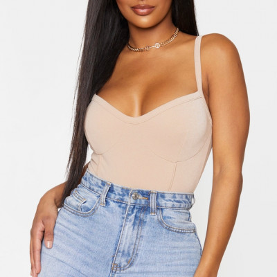 Shape Sand Crepe Cup Detail Binding Bodysuit