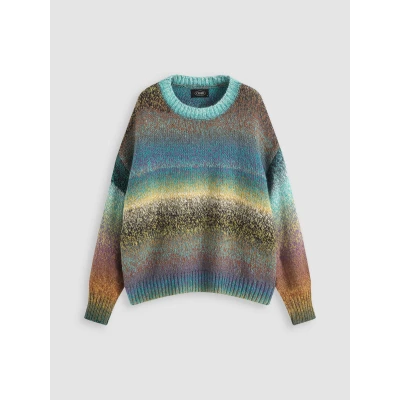 Color Patchy Knit Sweater - Cider