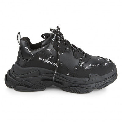 Balenciaga Mens Triple S Logo Sneakers - Black White - Size 39 (6)