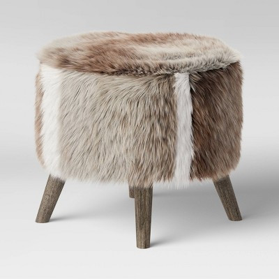 Judith Faux Fur Ottoman - ThresholdÃ¢â€žÂ¢