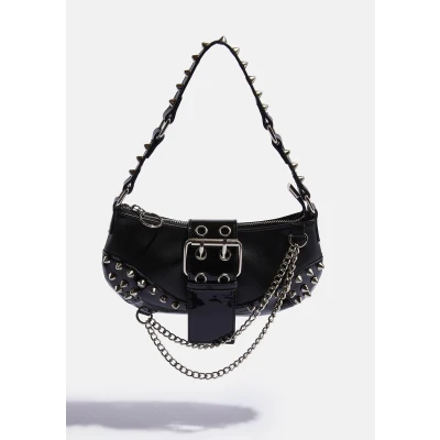 Current Mood Vegan Leather Studded Buckle Baguette