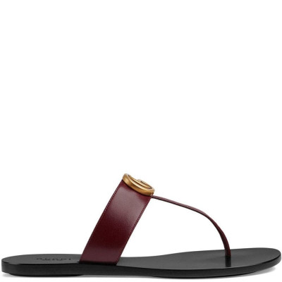 Gucci Leather thong sandal with Double G - Red