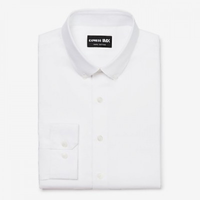 Classic Stretch Cotton 1Mx Dress Shirt White Mens XS