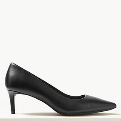 Leather Kitten Heel Court Shoes