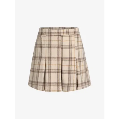 ZAFUL Plus Size Plaid Print Wool Blend Pleated Skirt