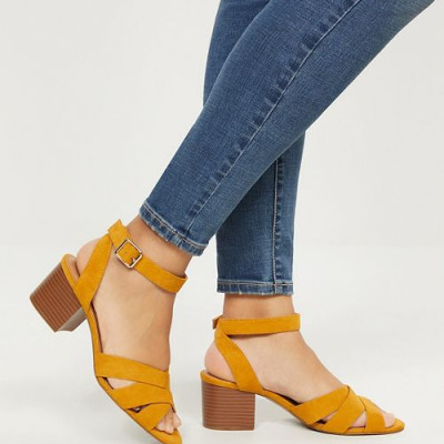 Faux-Suede Block Heel Sandal