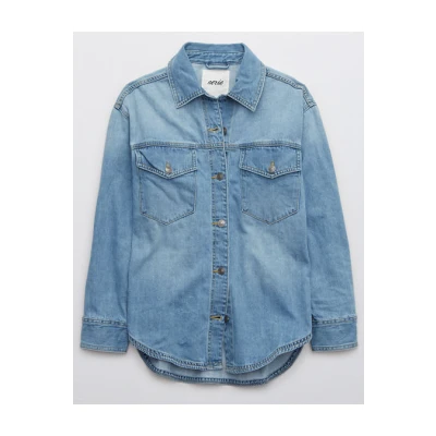 Aerie Denim Shacket Womens Blue