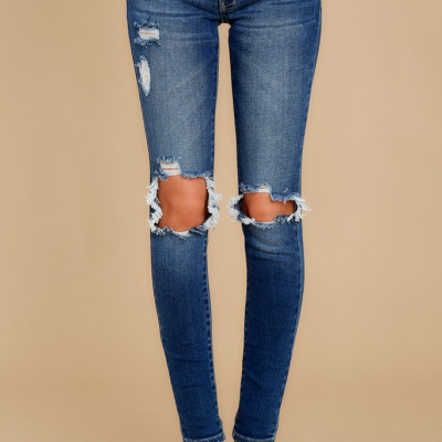 Hold Onto This Dark Wash Distressed Skinny Jeans
