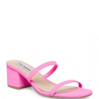 Steve Madden Issy 2 Band Block Heel Sandals - Pink Neon - 6M