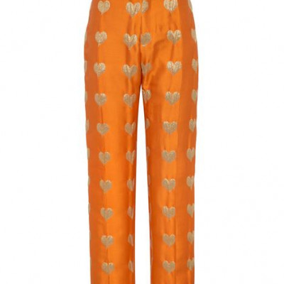 Hetty Metallic Mango Heart Jacquard Trousers