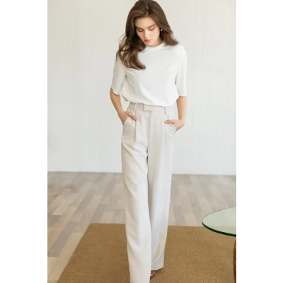 Business Essential Ivory Wide Slacks