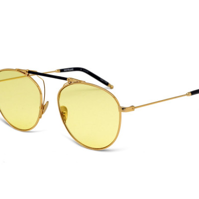 Sance - Yellow Gold/ Navy Leather - Yellow Tinted