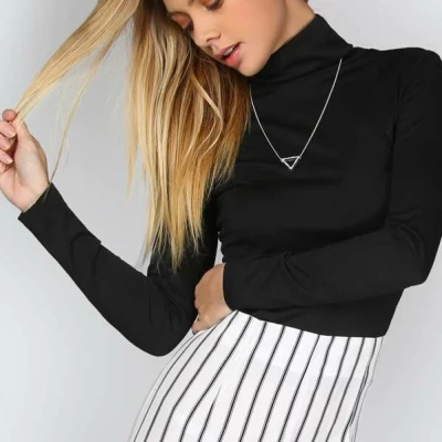 Turtleneck Ribbed Slim Fit T-shirt