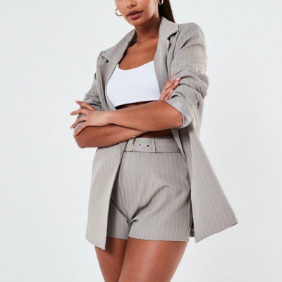 Gray Co Ord Pinstripe Boyfriend Blazer