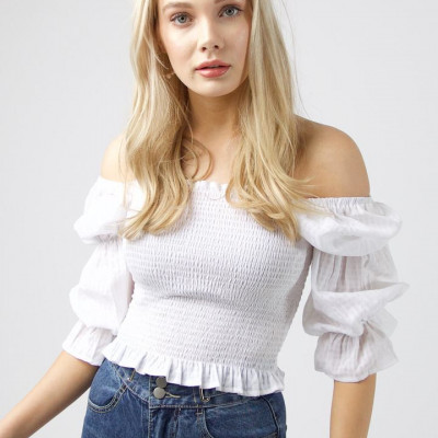 Cherrie Blouse - White Gingham