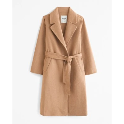 Double-Cloth Belted Wool-Blend Coat