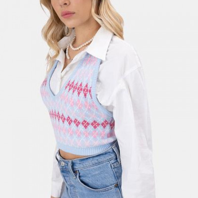Buji Argyle Knit Halter Top