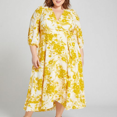 Floral Crossover Midi Dress