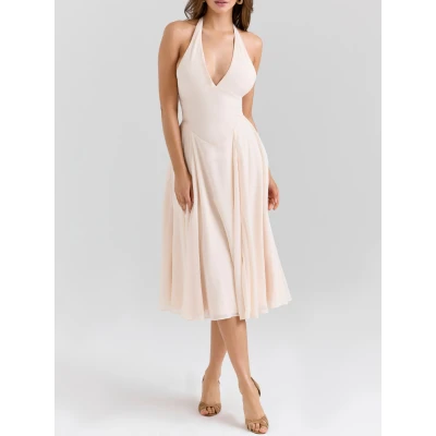 SOLADA Vintage Cream Halter Sundress | Nordstrom