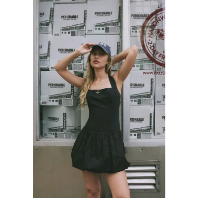Flounce Halter Mini Dress