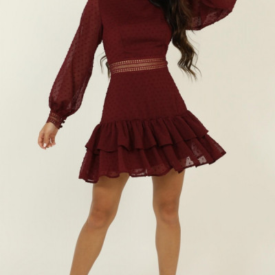 Are You Gonna Kiss Me Dress In Wine