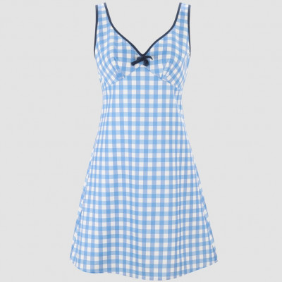 Check Sweetheart Mini Dress