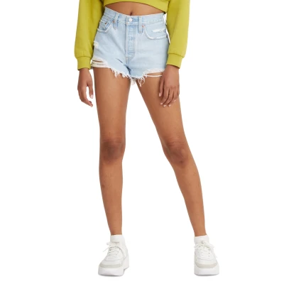 Levis Womens 501 Button Fly Cotton High-Rise Denim Shorts