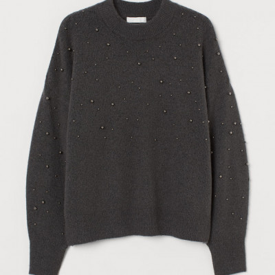 H & M - Studded Sweater - Gray