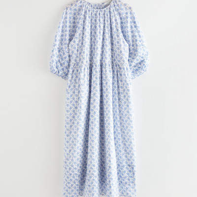 Oversized Puff Shoulder Maxi Dress