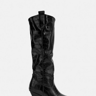 Black Snake Textured Cowboy Boots