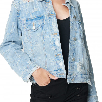 Womens Blanknyc Distressed Denim Jacket