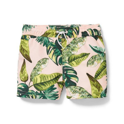 Palm Print Pull On Swim Short