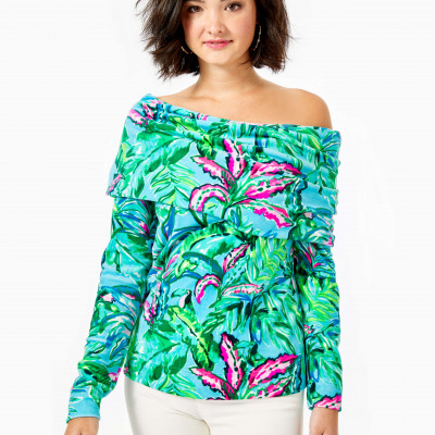 Belinda Off-The-Shoulder Velour Sweatshirt