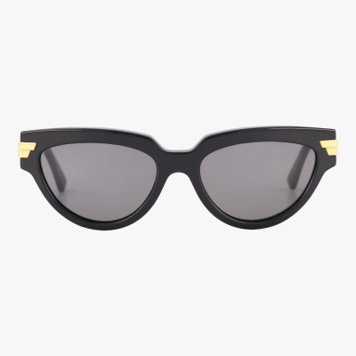 Bottega Veneta Shiny Oval Sunglasses in Black