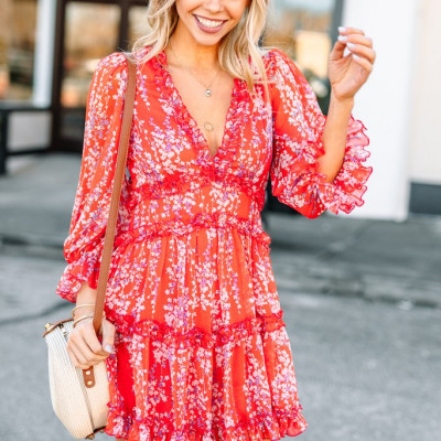 Dreaming Of The Day Red Floral Dress