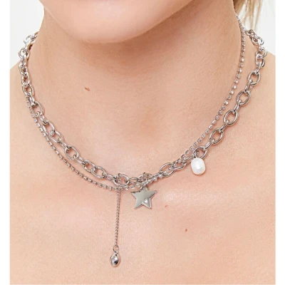 Star Rhinestone Layered Necklace