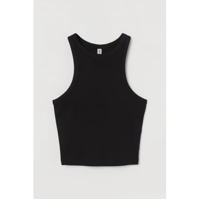H & M - Ribbed Tank Top - Black