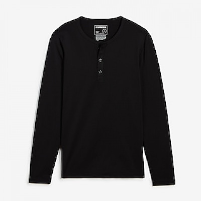 Thermal Wicking Henley Black Mens