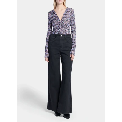 Lemony Wide-Leg Denim Pants
