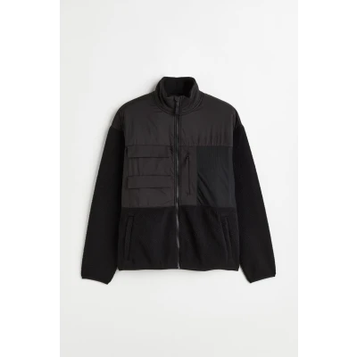 H & M - Regular Fit Fleece Sports Jacket - Black
