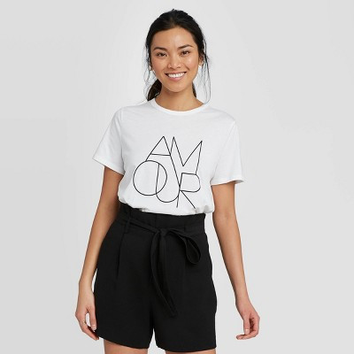 Women's Regular Fit Amour Short Sleeve Round Neck T-Shirt - A New DayÃ¢â€žÂ¢