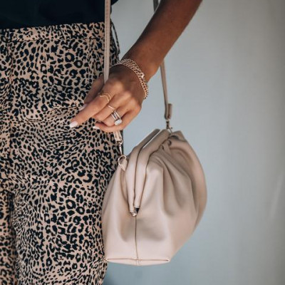 Cannes Mini Faux Leather Crossbody Pouch Bag - Natural