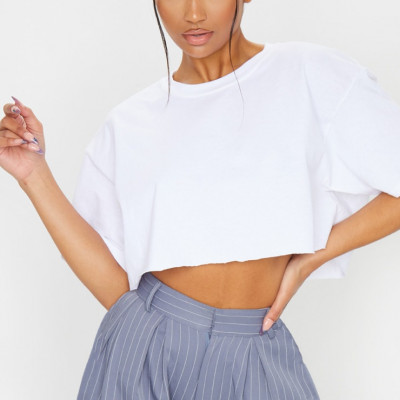 White Ultimate Oversized Crop T Shirt