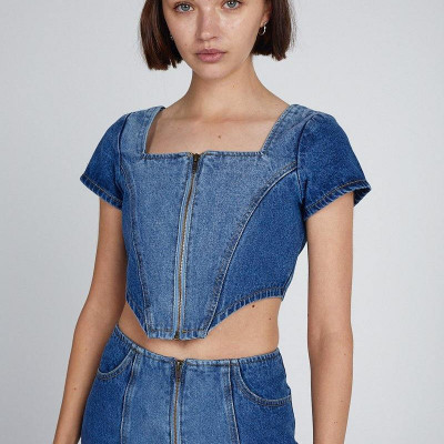 Milk It Shrine Recycled Denim Top